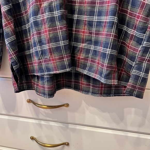 SUZANNE BETRO Navy, Olive & Burgundy Plaid Ruffle-Trim V-Neck (3X) NEW w/TAGS - Picture 6 of 10